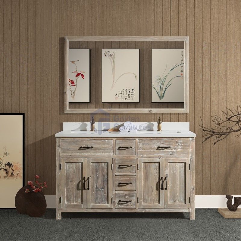 Sunflower1060 Disassembly KD Farmhouse Rustic Washroom Vanity