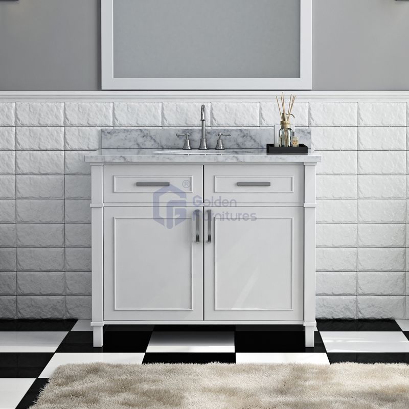 Iris7030 White Transitional Solid Wood Vanity