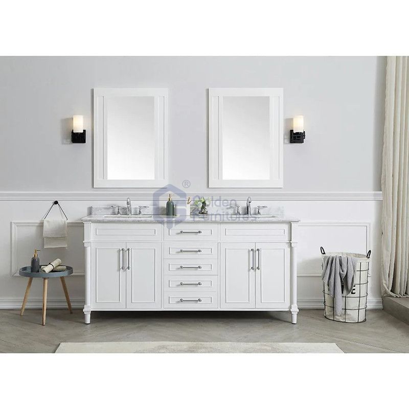 Iris7072 White Transitional Solid Wood Vanity