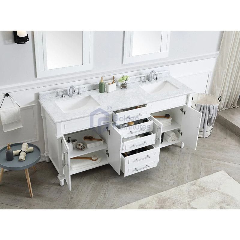 Iris7072 White Transitional Solid Wood Vanity