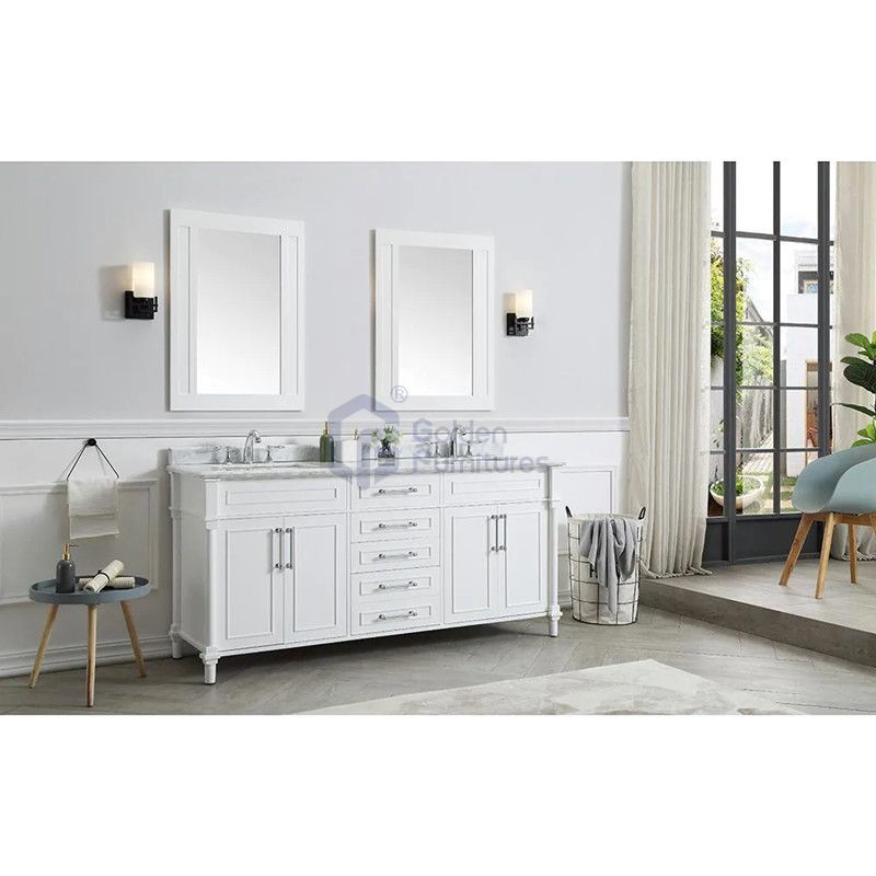 Iris7072 White Transitional Solid Wood Vanity