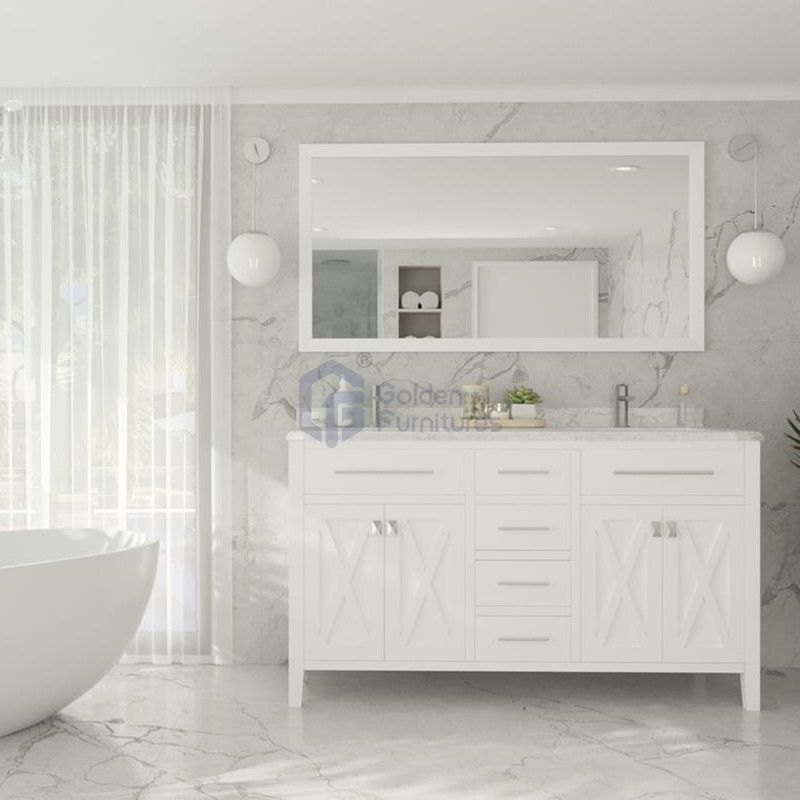 Daisy5060 Solidwood Freestanding Vietnam Cabinet Vanity In White With Marble Top