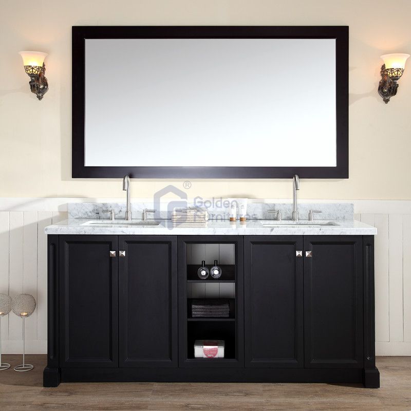 Iris2072 Solidwood Freestanding Vietnam Cabinet Vanity In White With Marble Top