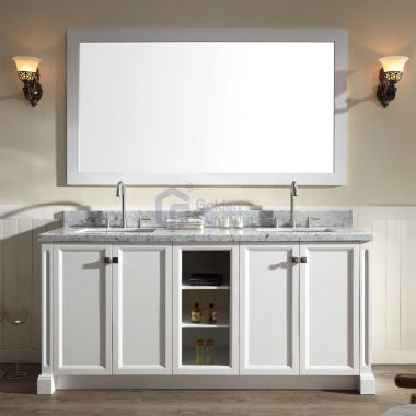 Iris2072 Solidwood Freestanding Vietnam Cabinet Vanity In White With Marble Top