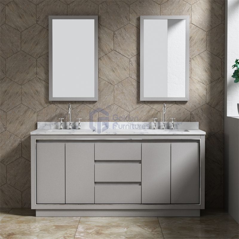 Violet4060 Solidwood Freestanding Vietnam Cabinet Vanity In White With Marble Top