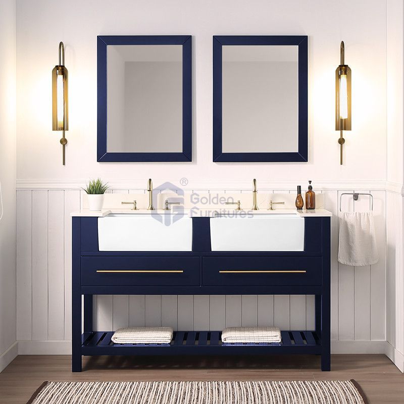 Lily2060NB Navy Blue 60 Inch Double Sinks Vietnam Bathroom Vanity Factory