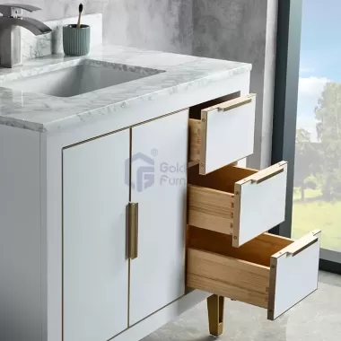 Orchid1036 Modern Design Metal Decoration Wood Freestanding Wood Vanity