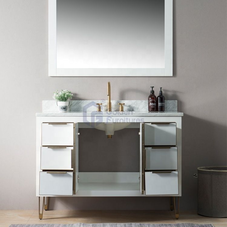 Orchid1048 Modern Design Metal Decoration Wood Freestanding Wood Vanity