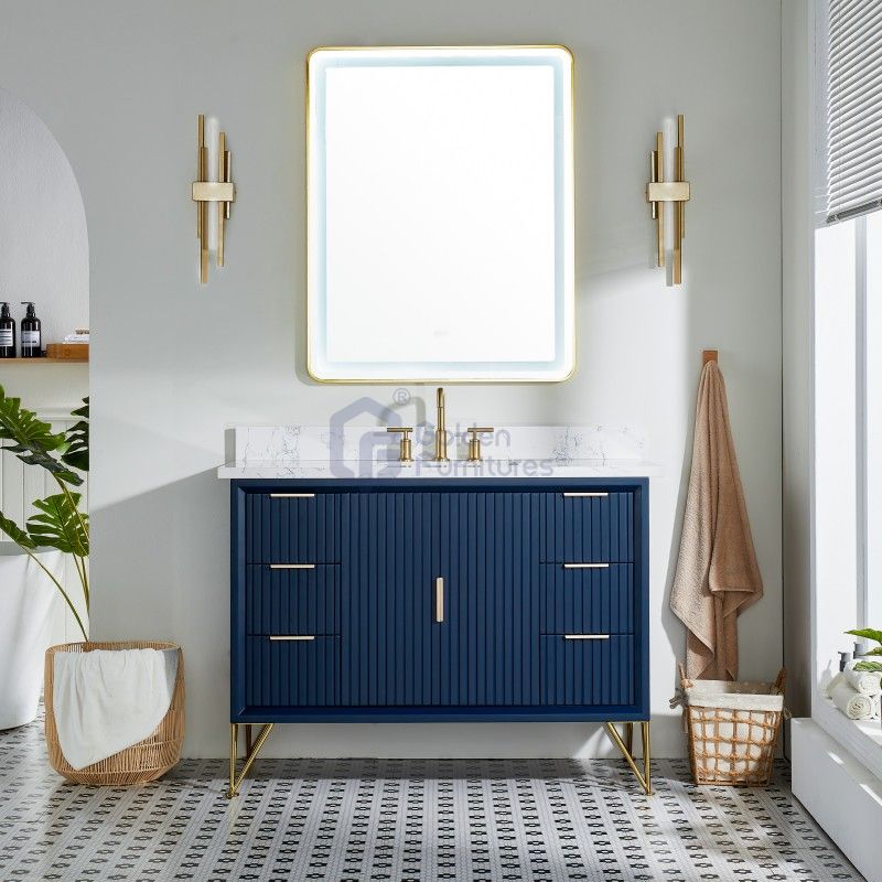 Orchid4048 Modern Design Metal Decoration Wood Freestanding Wood Vanity