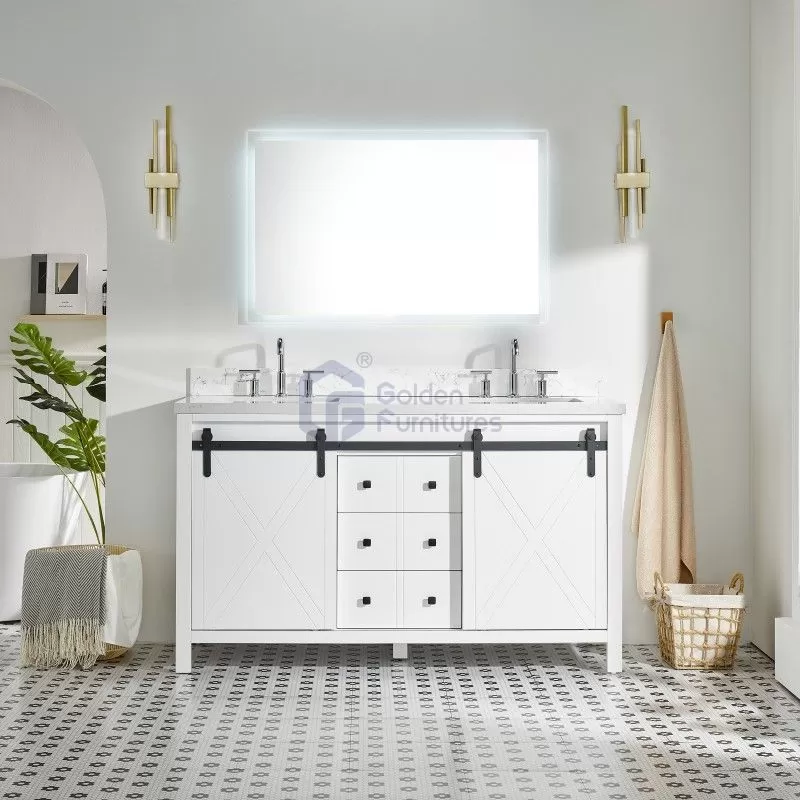 Daisy4060 Solidwood Freestanding Vietnam Cabinet Vanity In White With Marble Top