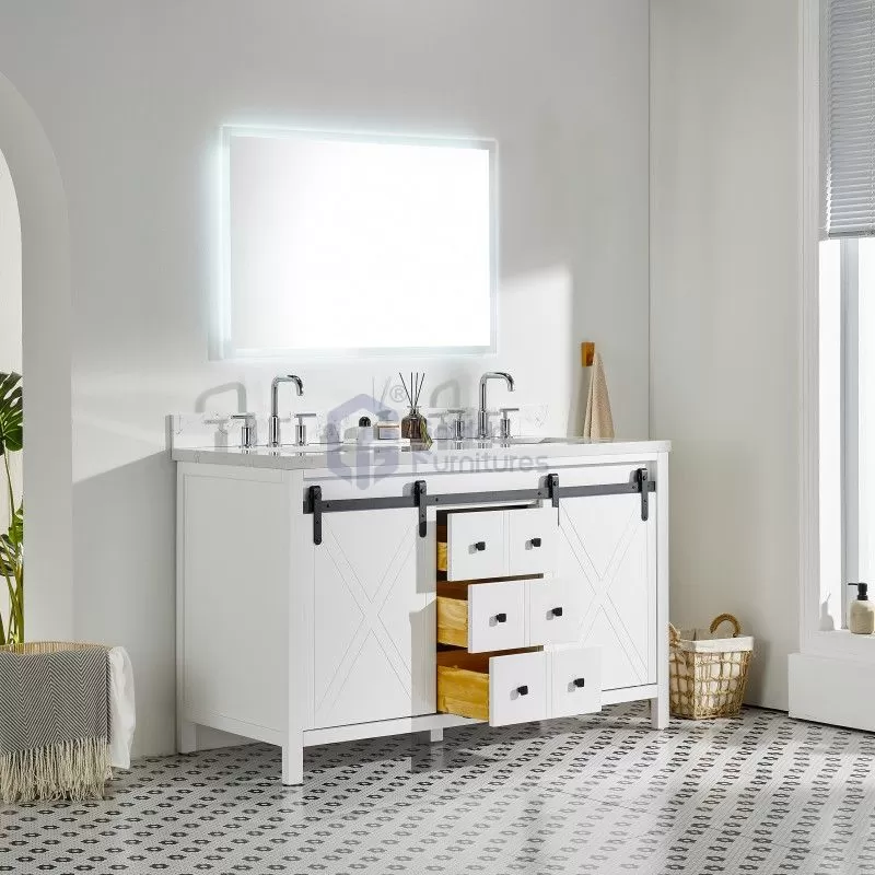 Daisy4060 Solidwood Freestanding Vietnam Cabinet Vanity In White With Marble Top