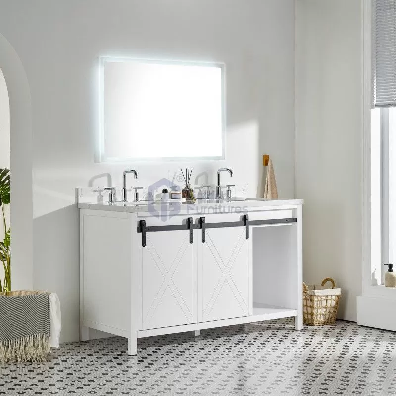 Daisy4060 Solidwood Freestanding Vietnam Cabinet Vanity In White With Marble Top