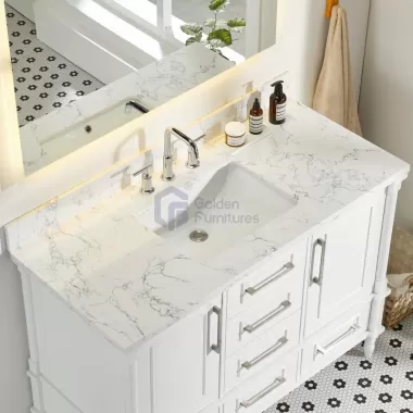 Iris7048 White Transitional Solid Wood Vanity