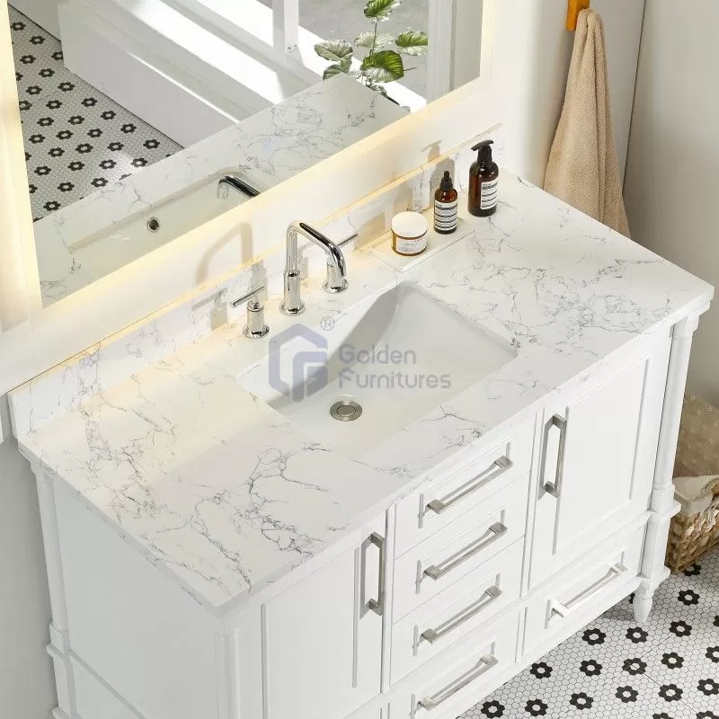 Iris7048 White Transitional Solid Wood Vanity