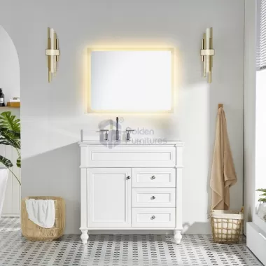 Iris10036 White Transitional Solid Wood Vanity