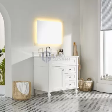 Iris10036 White Transitional Solid Wood Vanity