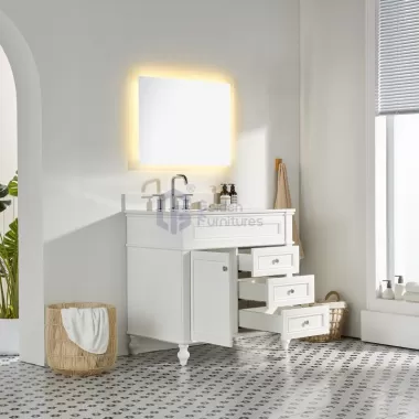 Iris10036 White Transitional Solid Wood Vanity