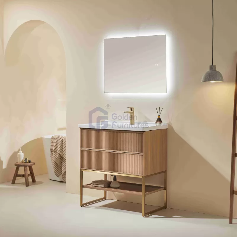 Orchid6030 Modern Design Metal Decoration Wood Freestanding Vanity
