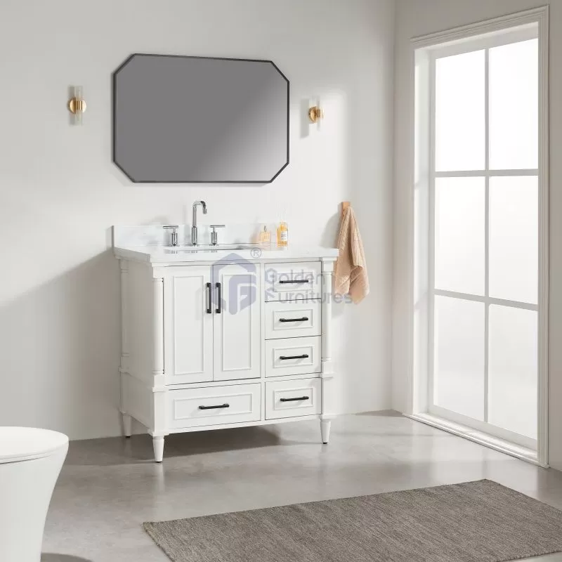 Iris7036 White Transitional Solid Wood Vanity