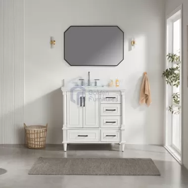 Iris7036 White Transitional Solid Wood Vanity