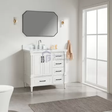 Iris7036 White Transitional Solid Wood Vanity