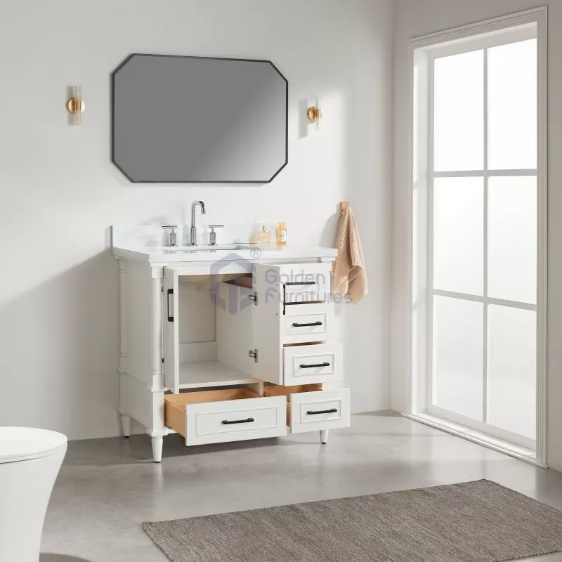 Iris7036 White Transitional Solid Wood Vanity