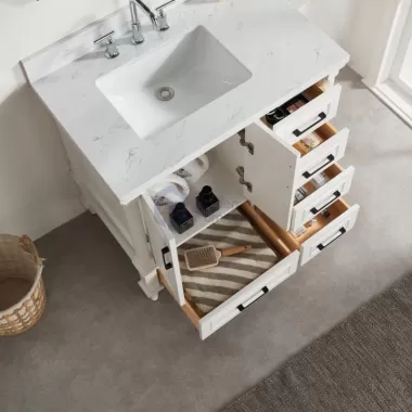 Iris7036 White Transitional Solid Wood Vanity