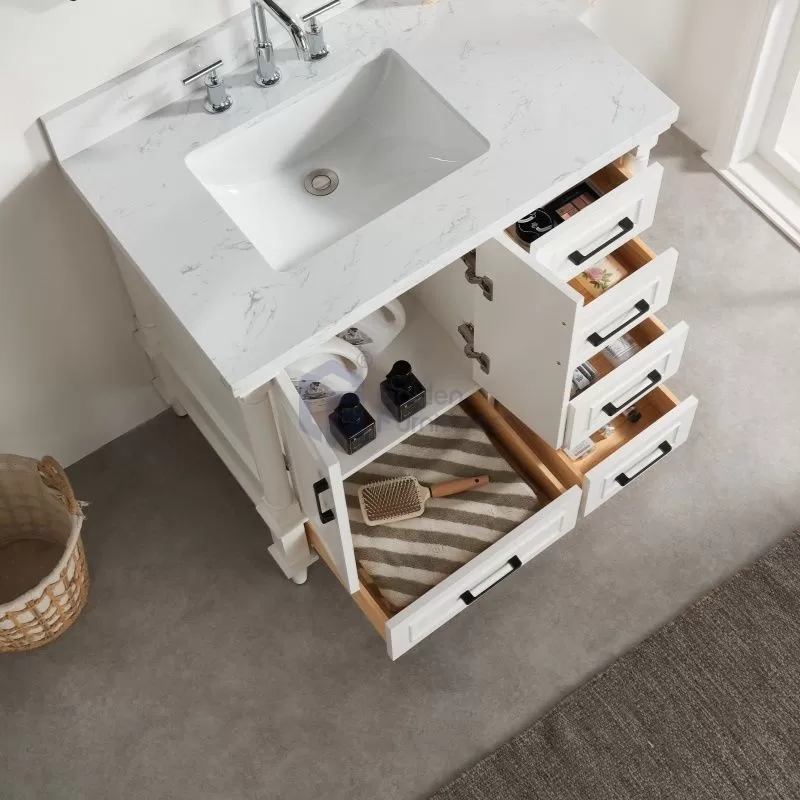 Iris7036 White Transitional Solid Wood Vanity