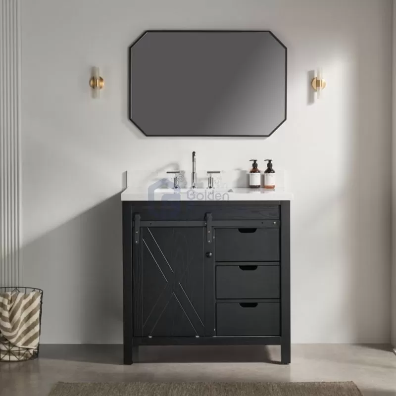 Daisy4036B-PNB Solidwood Freestanding Vietnam Cabinet Single Bathroom Vanity Set Solid wood