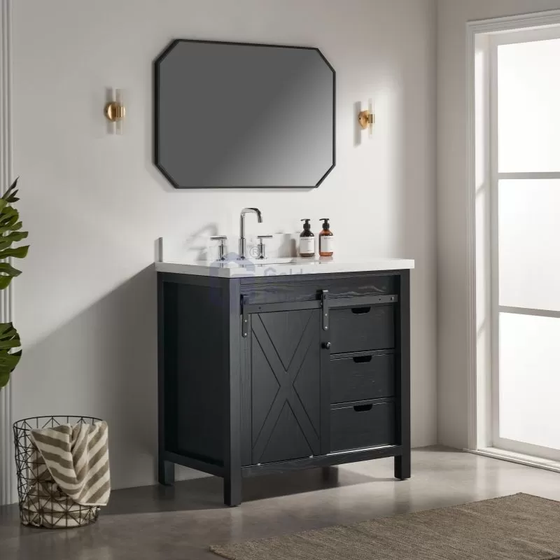 Daisy4036B-PNB Solidwood Freestanding Vietnam Cabinet Single Bathroom Vanity Set Solid wood