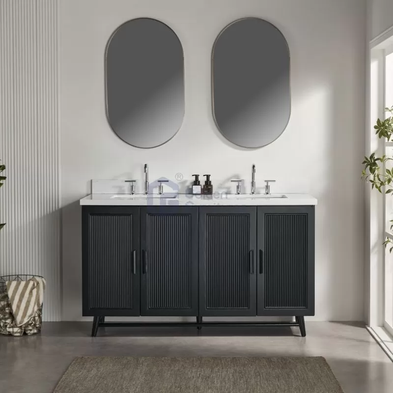 Sunflower13060B-MBK Classical Antique Farmhouse Rustic Washroom Vanity