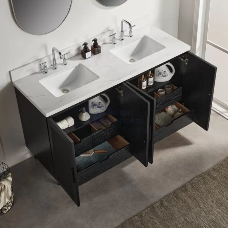 Sunflower13060B-MBK Classical Antique Farmhouse Rustic Washroom Vanity