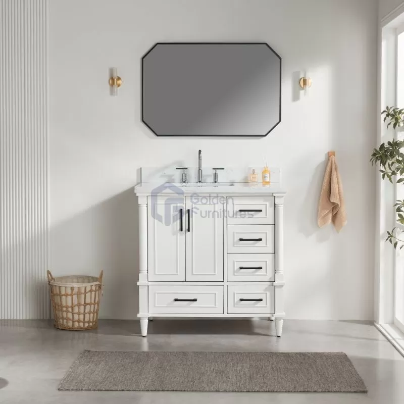 Iris7036C White Transitional Solid Wood Vanity