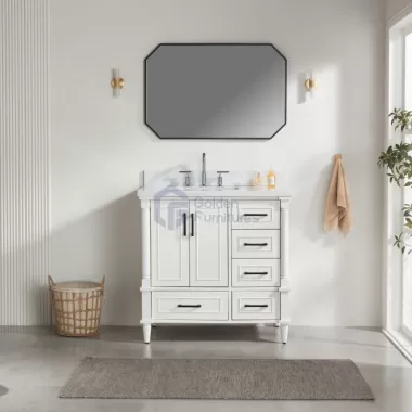 Iris7036C White Transitional Solid Wood Vanity