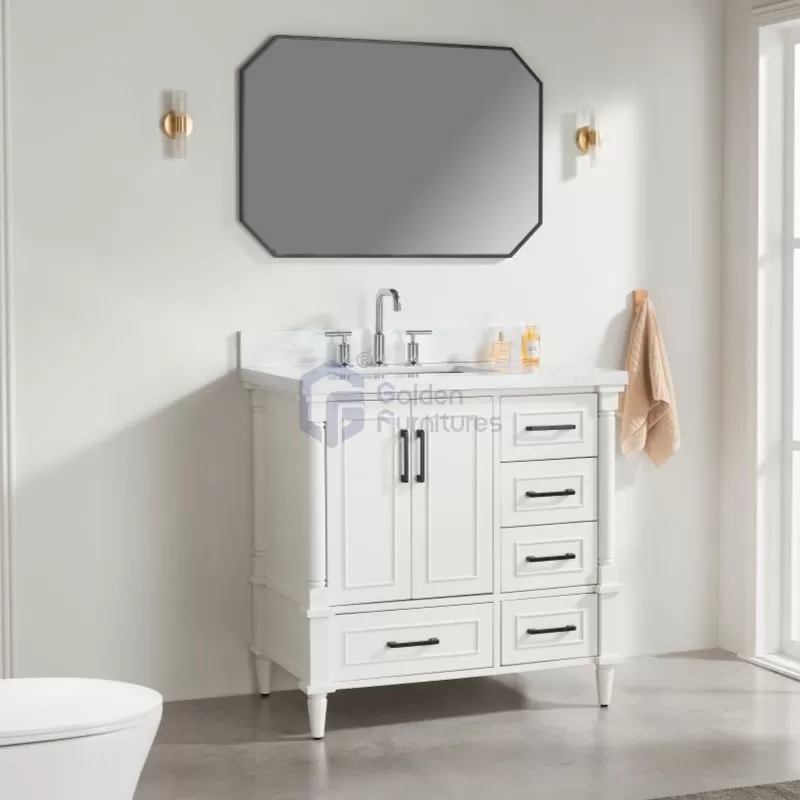 Iris7036C White Transitional Solid Wood Vanity