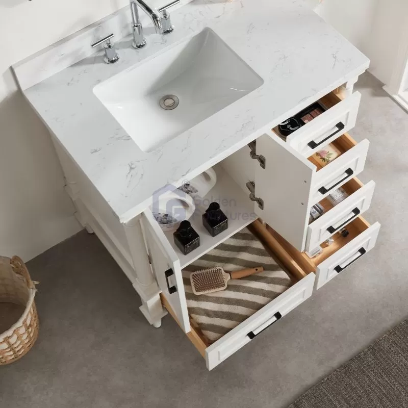 Iris7036C White Transitional Solid Wood Vanity