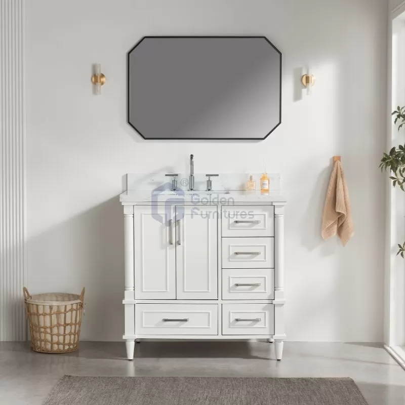 Iris7036C White Transitional Solid Wood Vanity