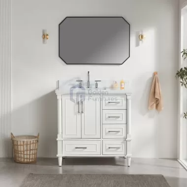 Iris7036C White Transitional Solid Wood Vanity
