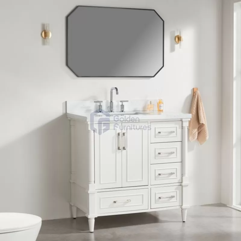 Iris7036C White Transitional Solid Wood Vanity
