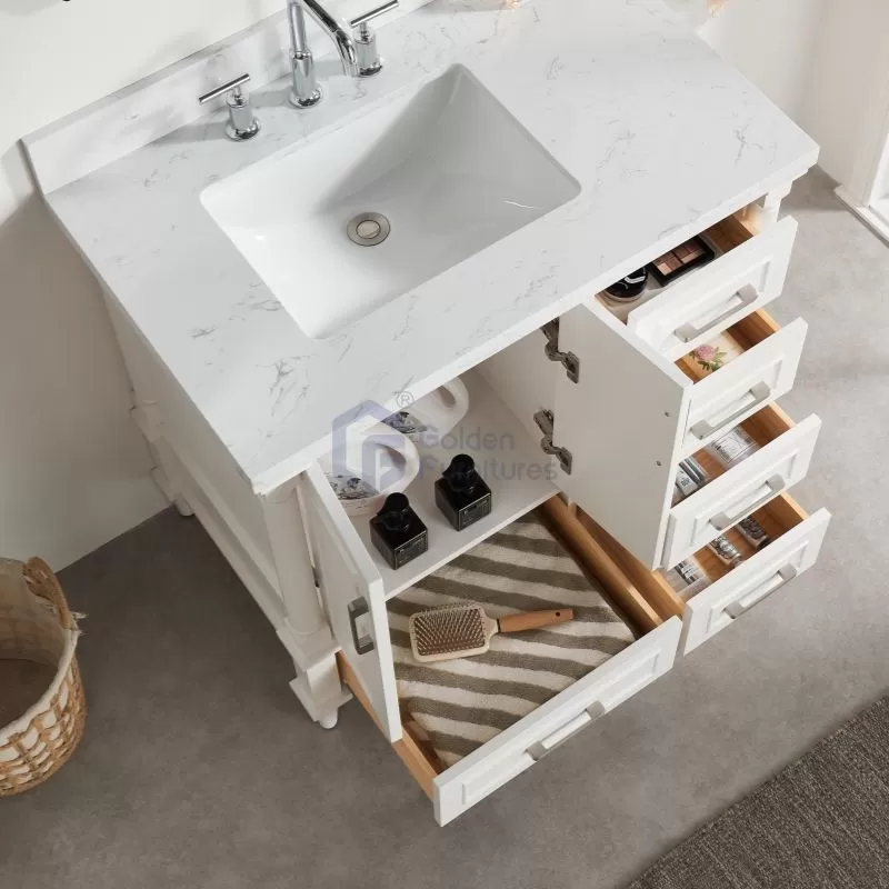 Iris7036C White Transitional Solid Wood Vanity