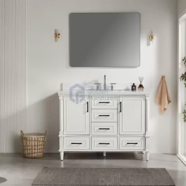 Iris7048C White Transitional Solid Wood Vanity