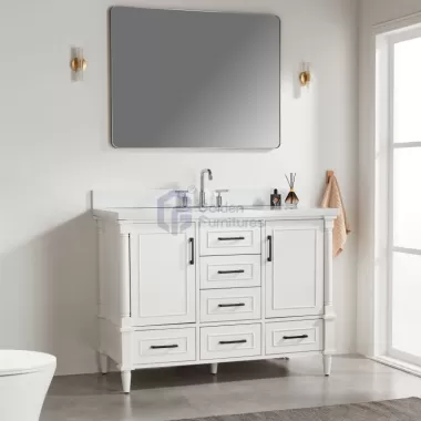 Iris7048C White Transitional Solid Wood Vanity