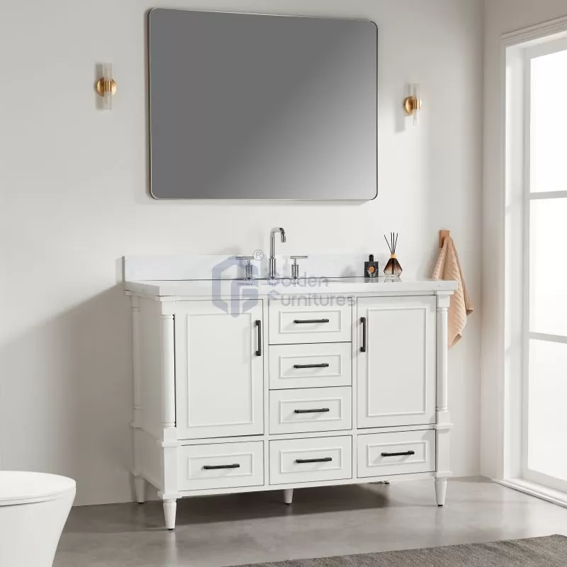 Iris7048C White Transitional Solid Wood Vanity