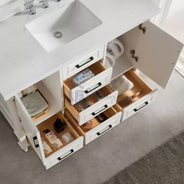 Iris7048C White Transitional Solid Wood Vanity