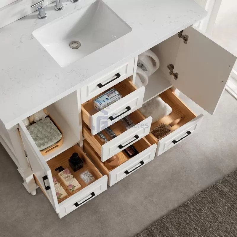 Iris7048C White Transitional Solid Wood Vanity