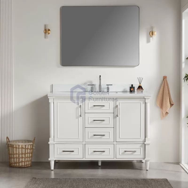 Iris7048C White Transitional Solid Wood Vanity