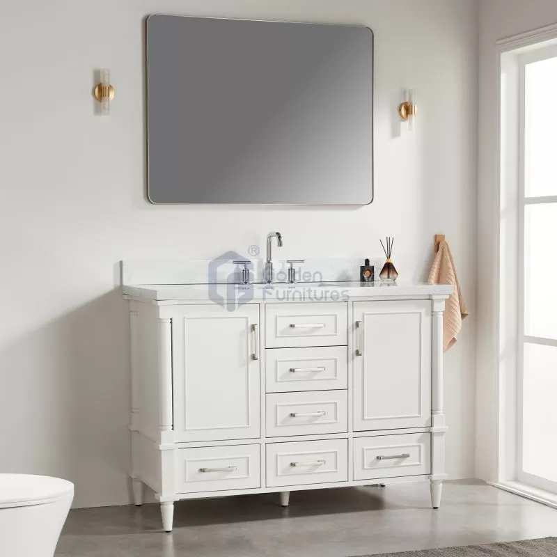 Iris7048C White Transitional Solid Wood Vanity