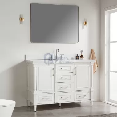 Iris7048C White Transitional Solid Wood Vanity