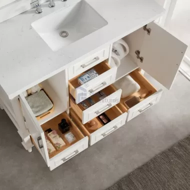 Iris7048C White Transitional Solid Wood Vanity