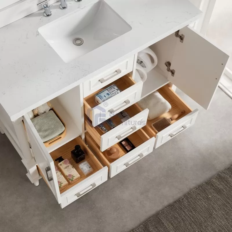 Iris7048C White Transitional Solid Wood Vanity